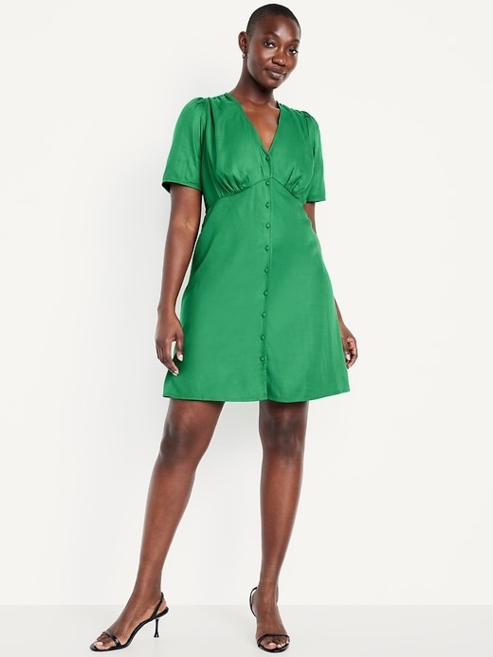Old Navy NWT Green Button-Down Crepe Mini Dress Size L Petite